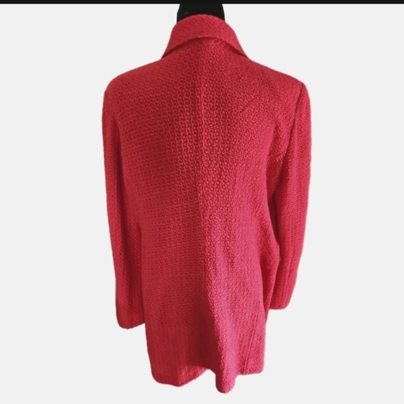 St. John Womens Red Wool Blend Boucle Designer Blazer Jacket 14 - Picture 4 of 15